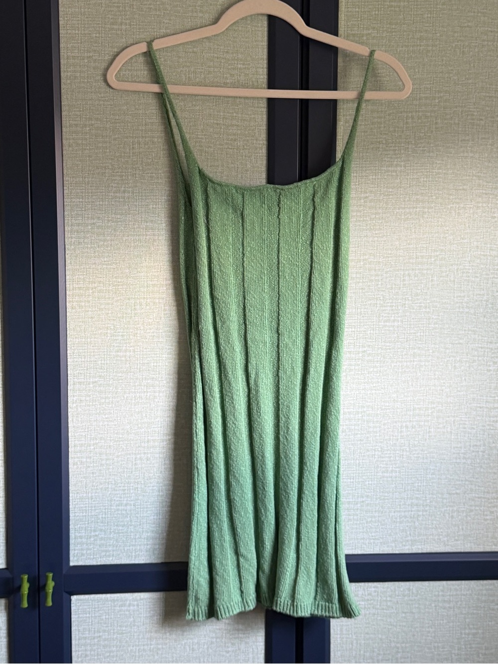 Free People Beach Fitted Knit Mini Dress in a Muted Medium Green, Size M